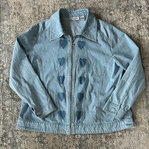 C.D. Daniels Light Blue Denim Zip-Up Jacket Hearts